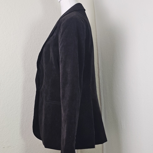 Norma Kamali Black Velvet Blazer Jacket Size 16 – Soft Stretch Corduroy Look - Picture 4 of 11